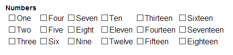 Three Rows of checkboxes
